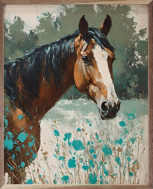 Horse With Turquoise Flowers image 0