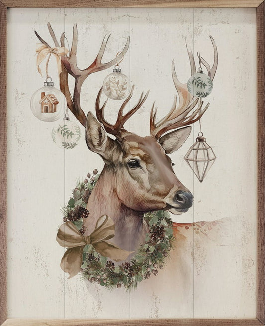 Reindeer With Ornaments And Wreath image 0