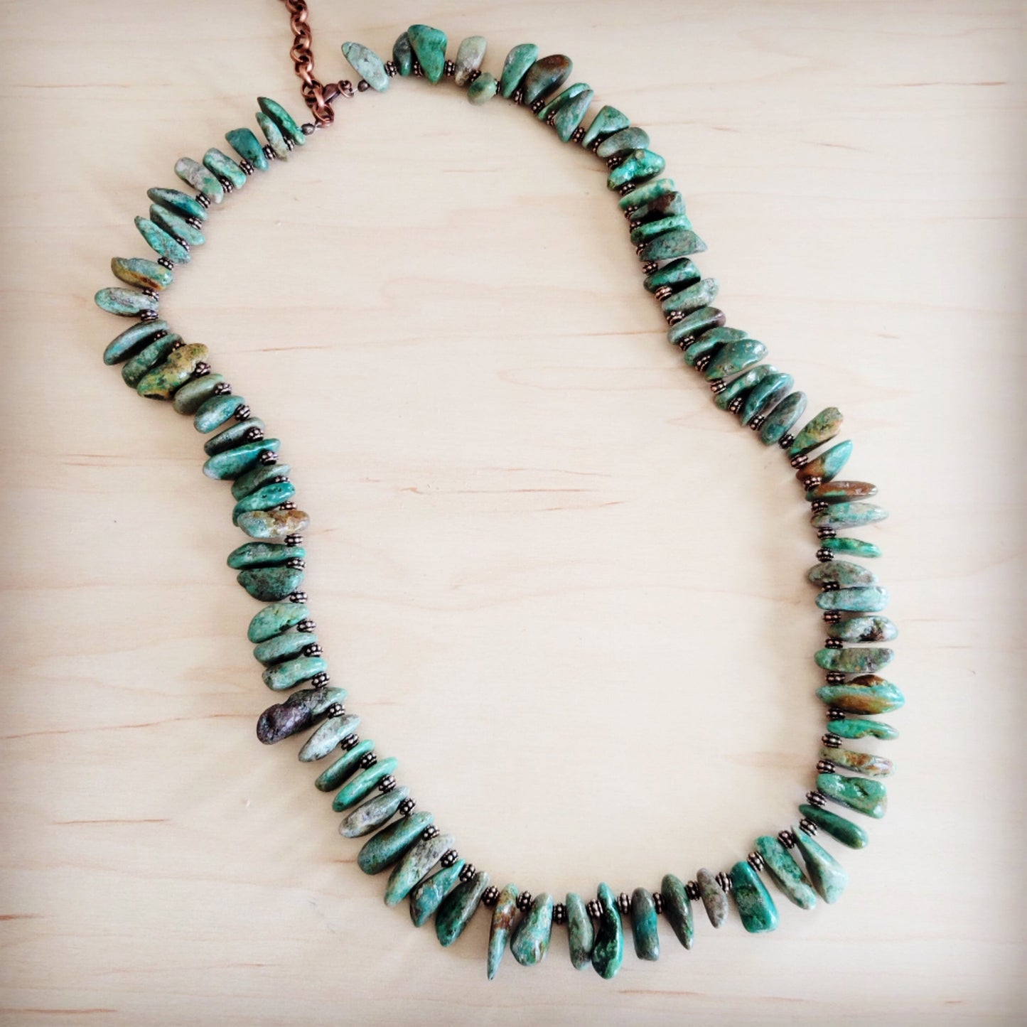Natural Turquoise Stacked Stone Necklace Matinee Length 263f