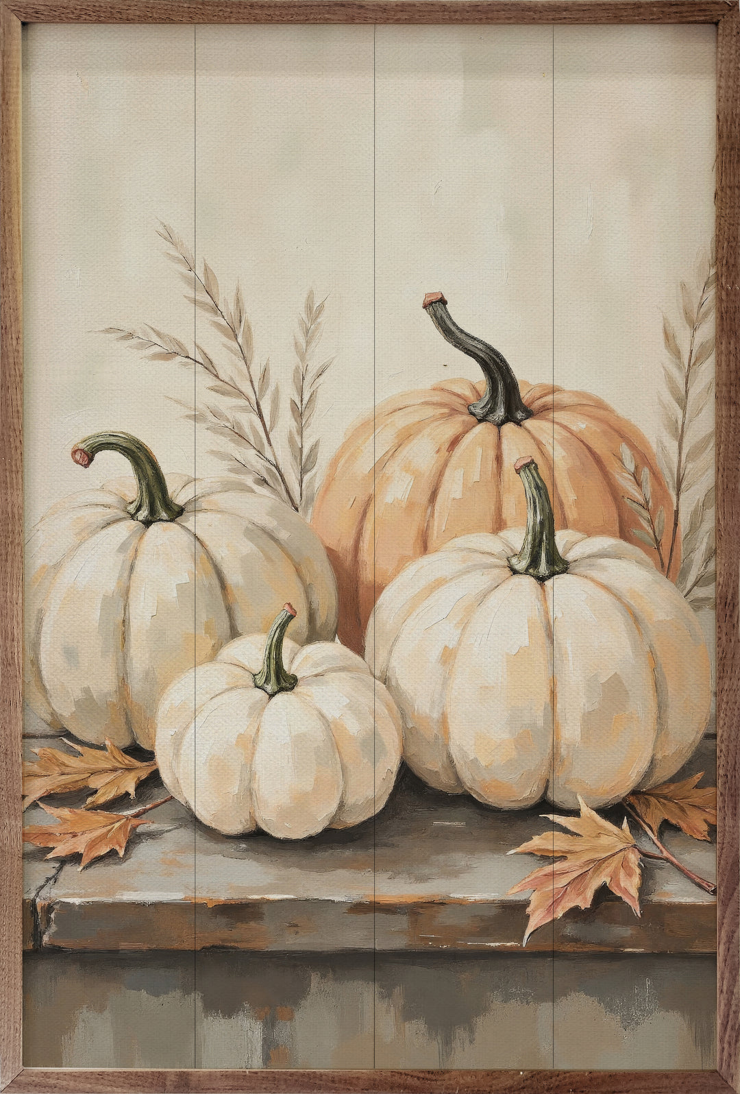 Pumpkins On Weathered Wood image 1
