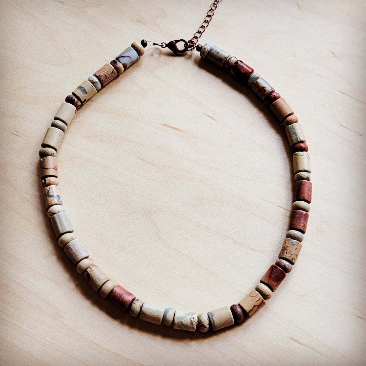 Genuine Aqua Terra Collar Length Barrel Beaded Necklace 263b