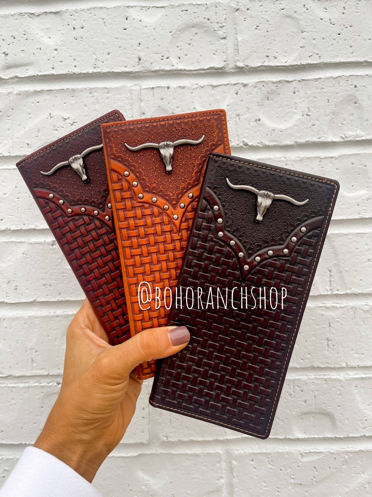Longhorn Genuine Leather Bi-Fold Long Wallet