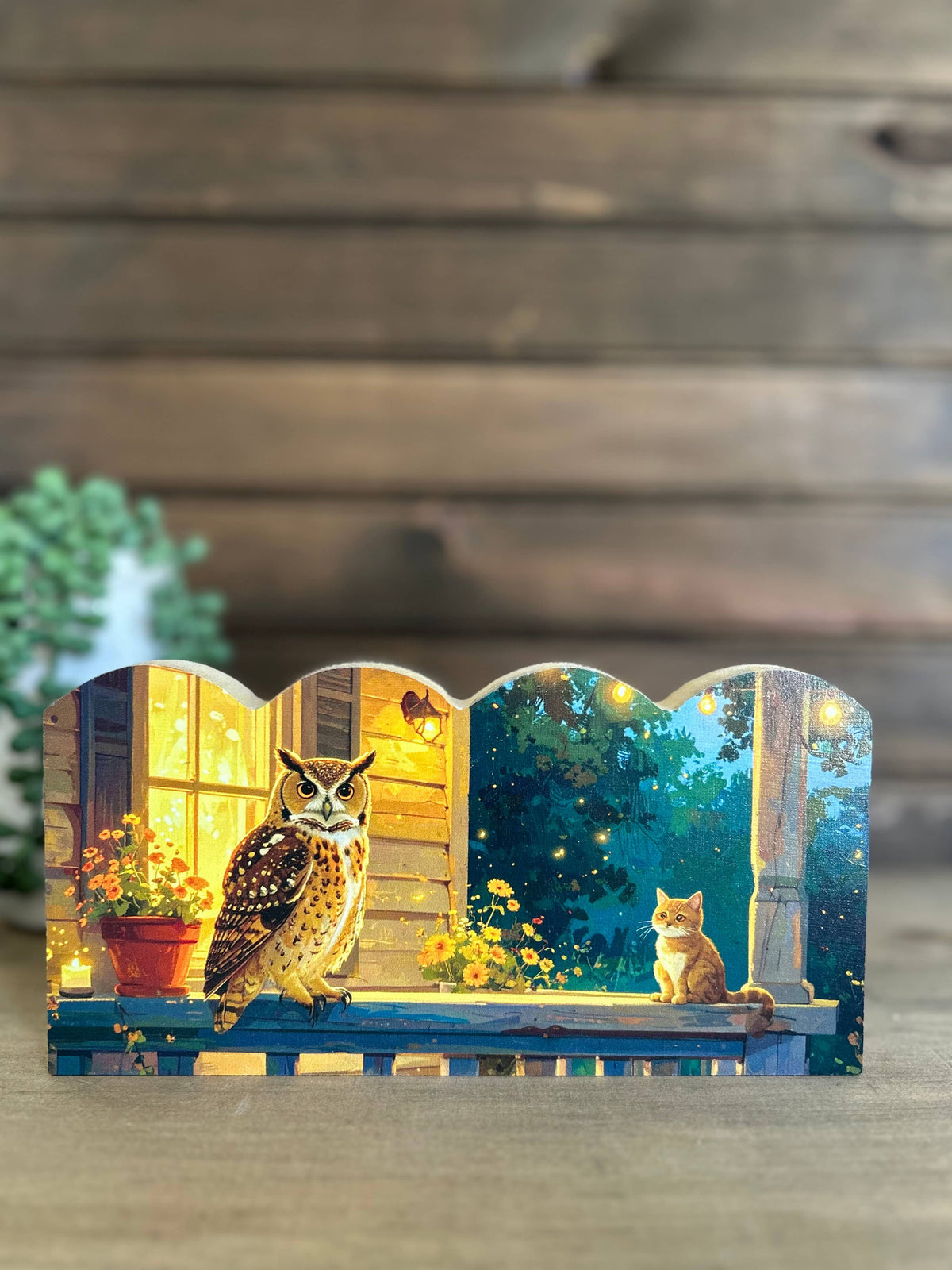 Unlikely Friends Porch Visit Scalloped Wood Sign