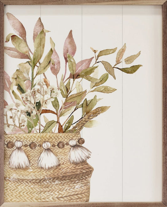 Watercolor Tassel Basket Greenery image 0