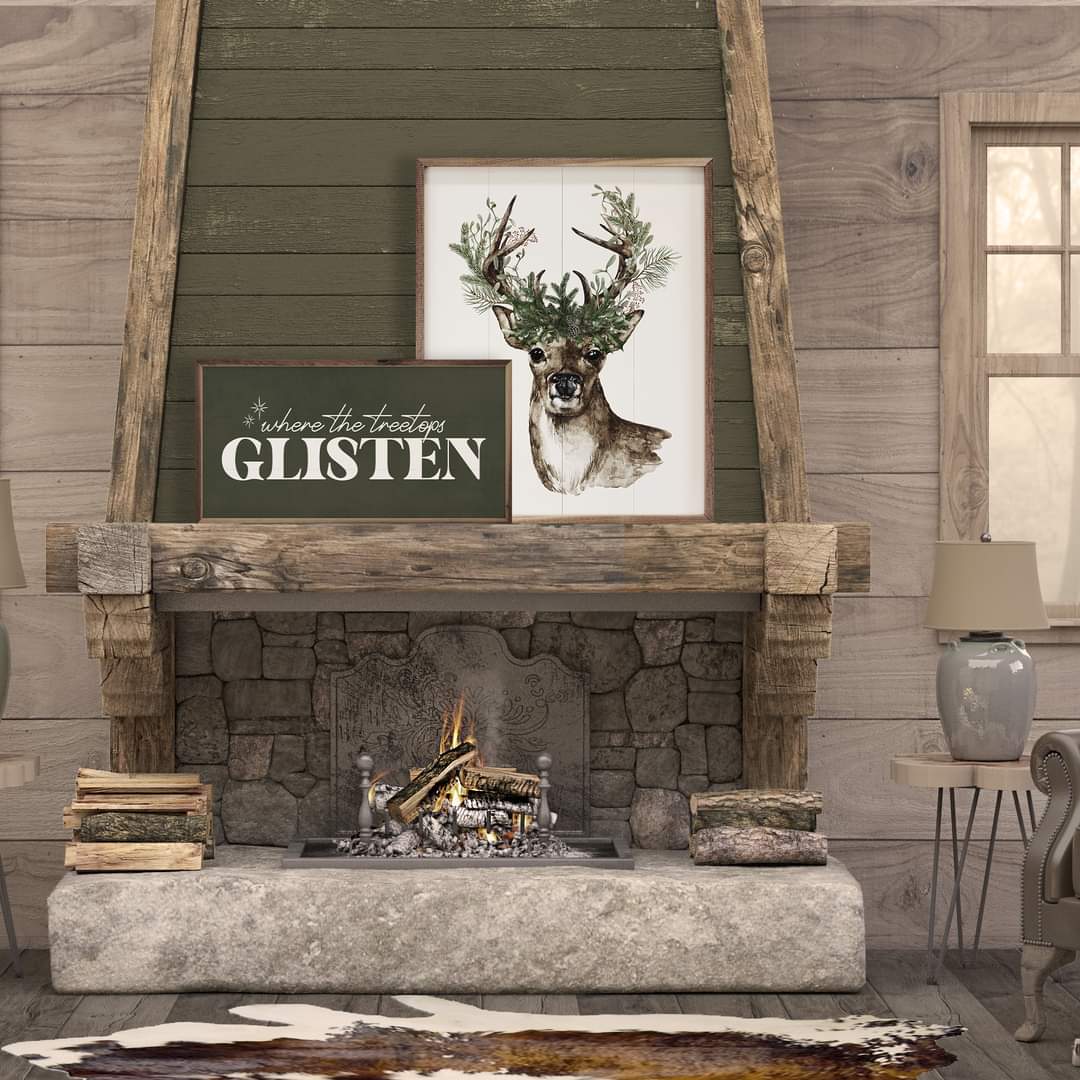 Watercolor Deer Pine Antlers image 1