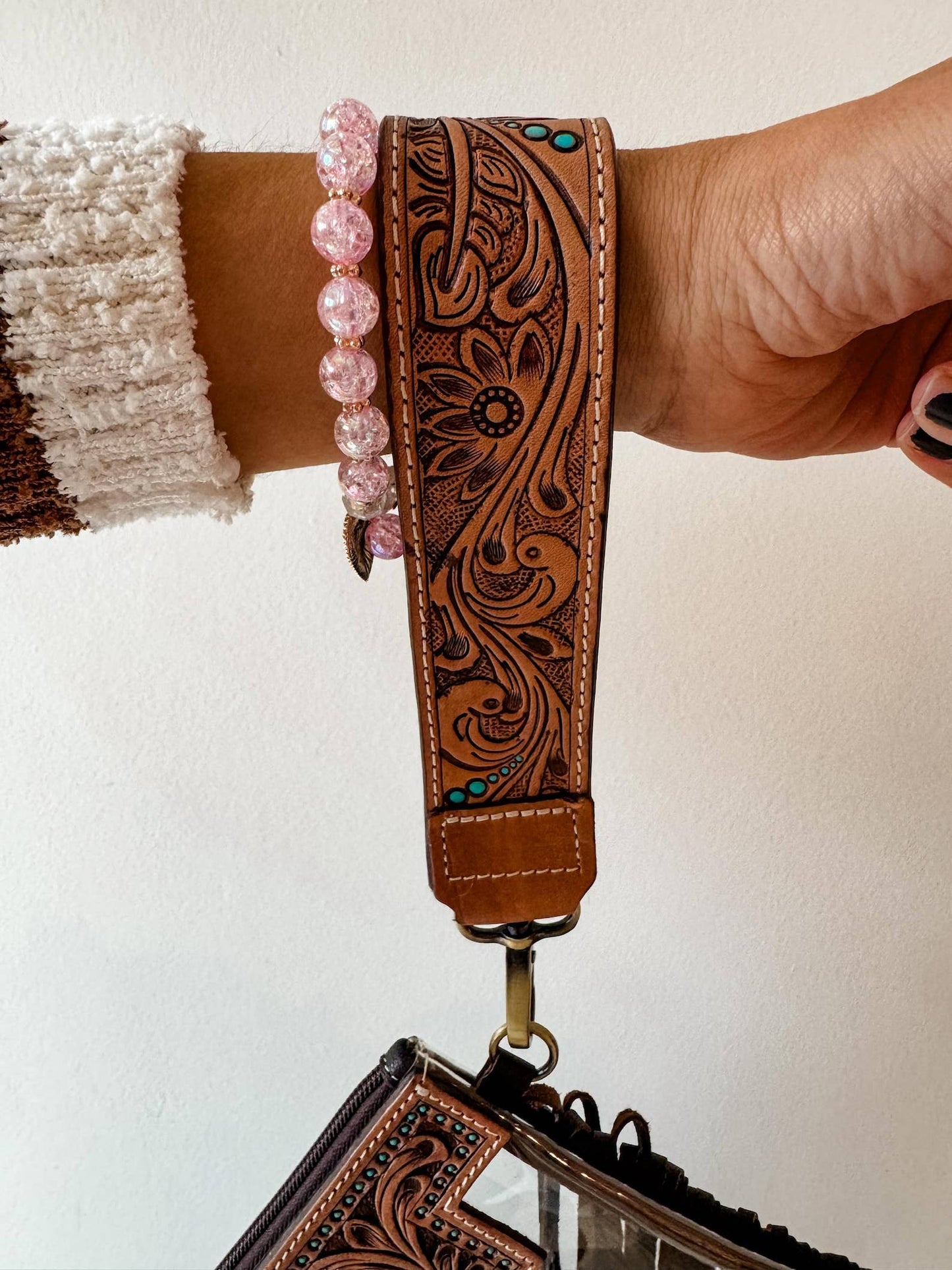 Hand Tooled Leather Keychain - Key Fob: CHUNKY