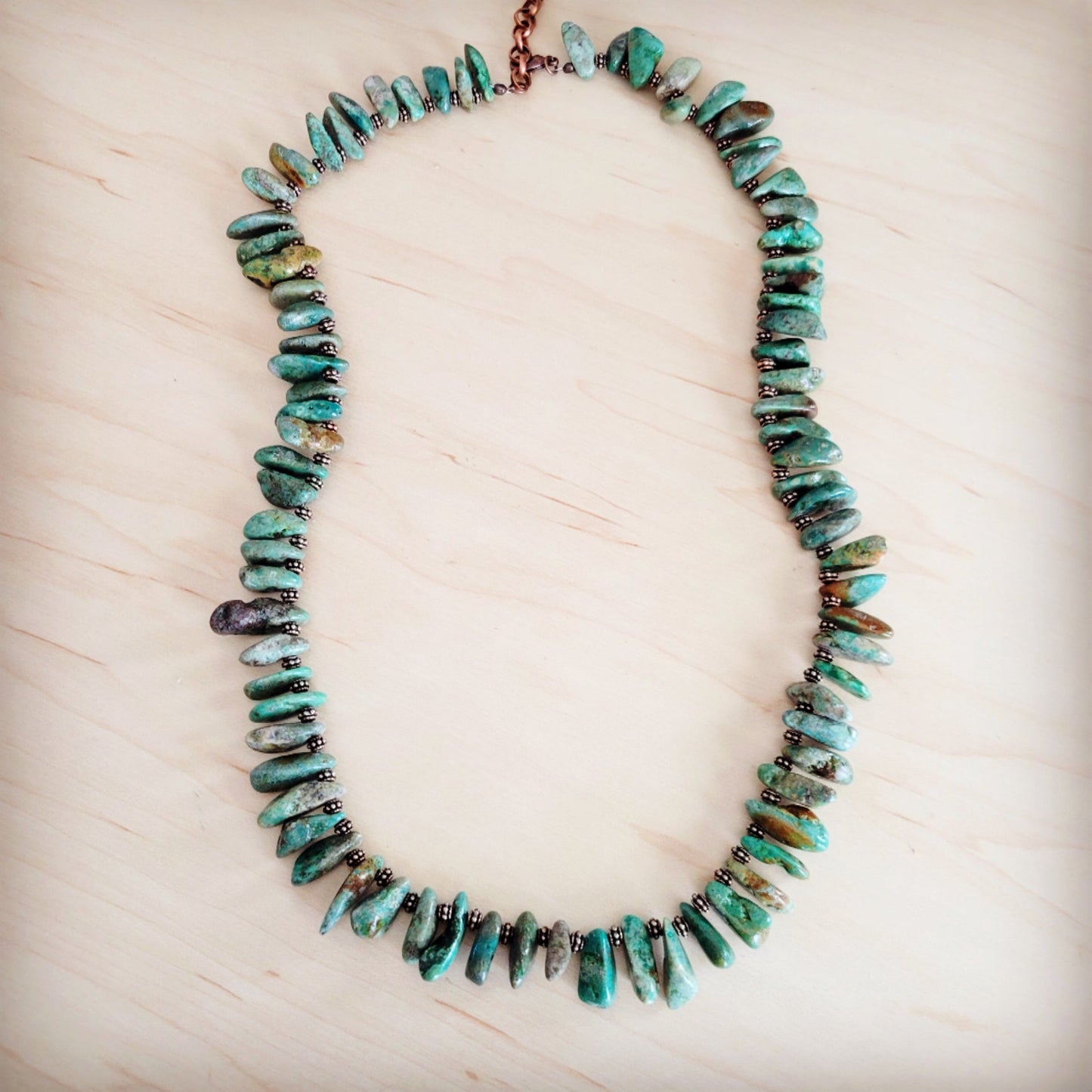 Natural Turquoise Stacked Stone Necklace Matinee Length 263f