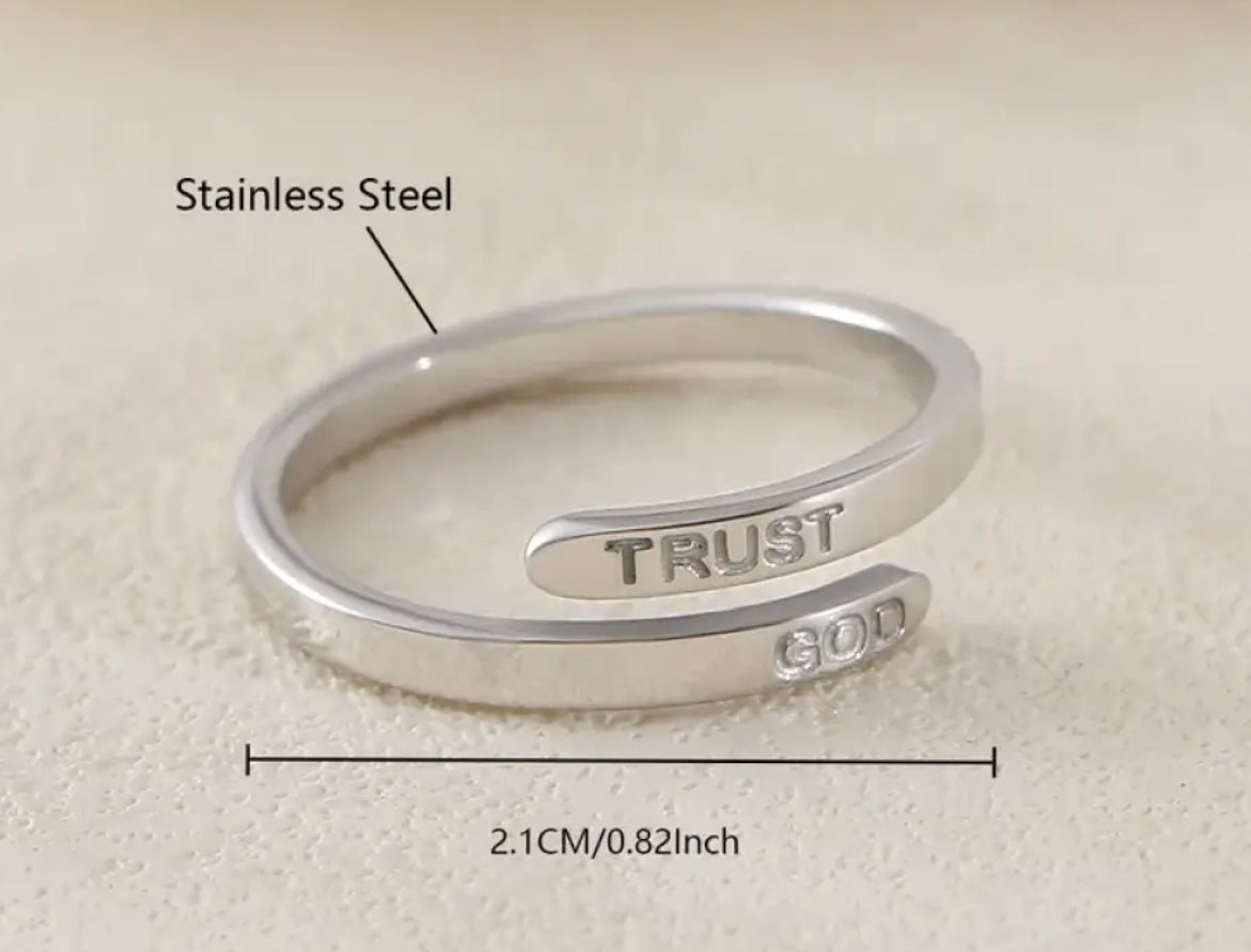 Trust God Engraved Ring - Christian Jewelry - Christian Ring  - Christian Gift (D3-5)