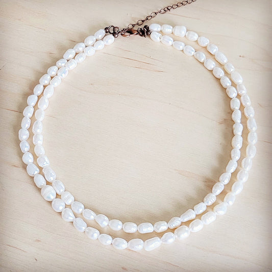 **Genuine Freshwater Pearl Double Strand Necklace 263y
