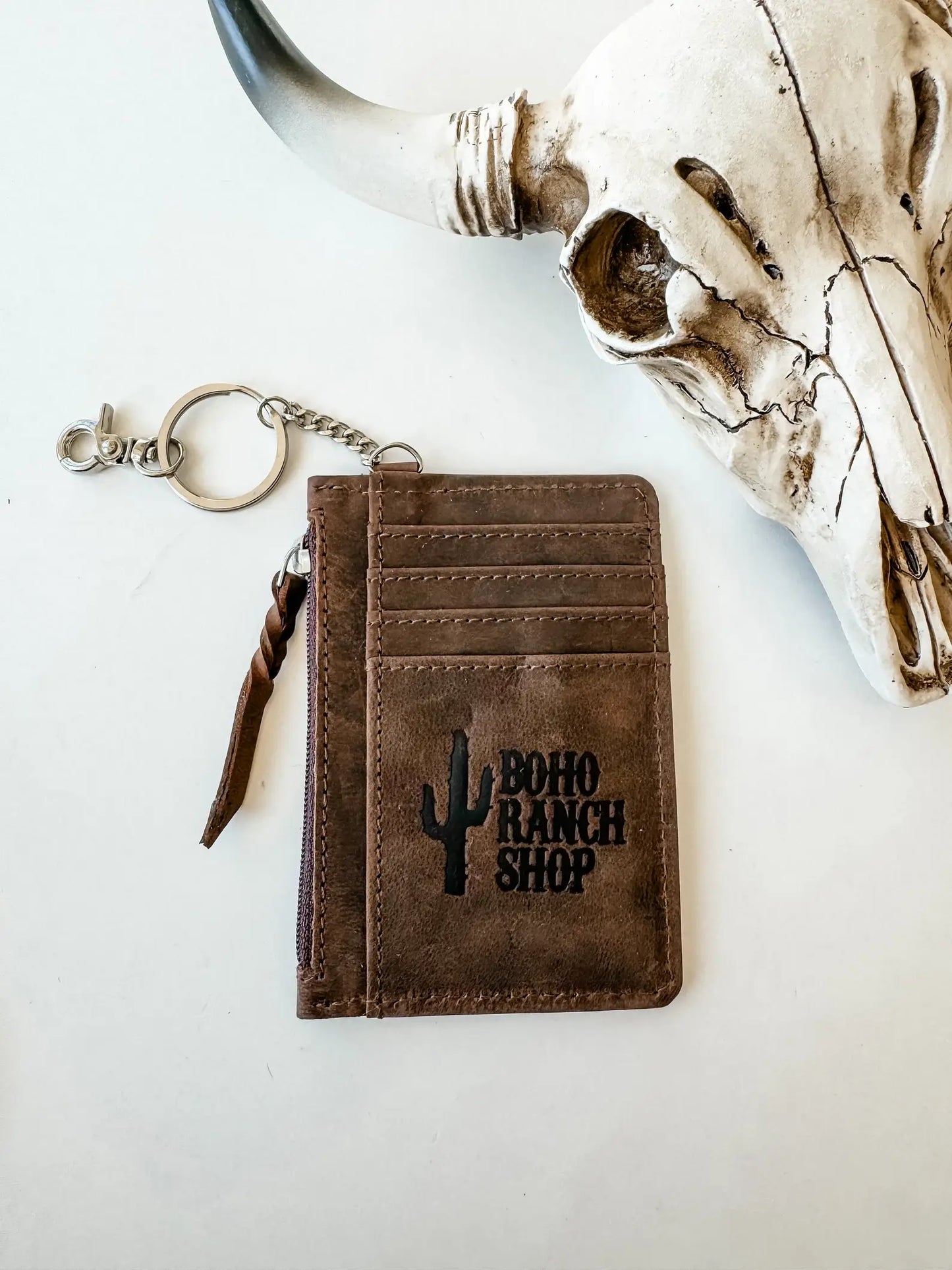 Dark Brown/Turquoise Longhorn Keychain Wallet