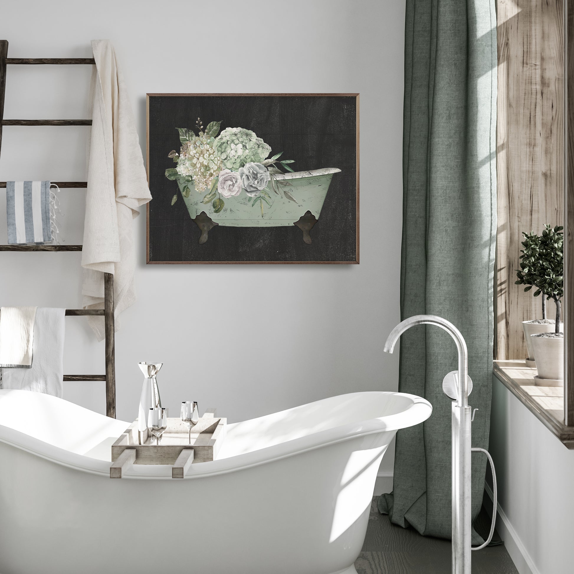 Flowers In Mint Tub Black image 1