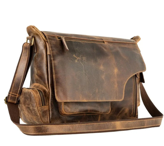 Rustic Genuine Leather Messenger Bag - Unisex image 0