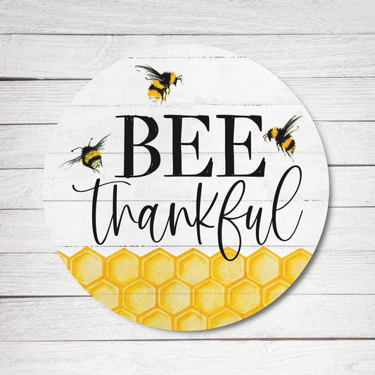 Bee Thankful Whitewash Circle image 0