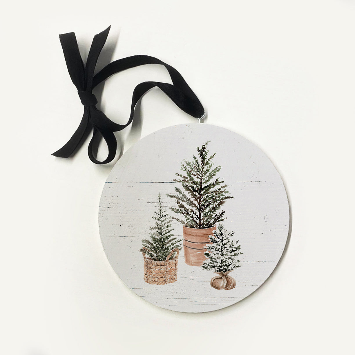 Joy To The World Three Trees Whitewash Ornament