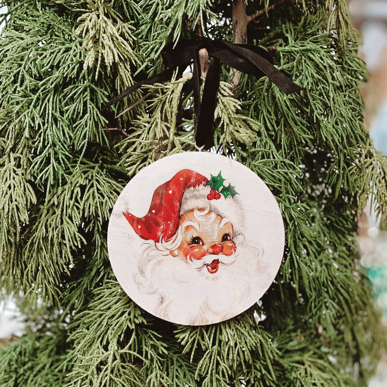 Rosy Cheek Santa Ornament