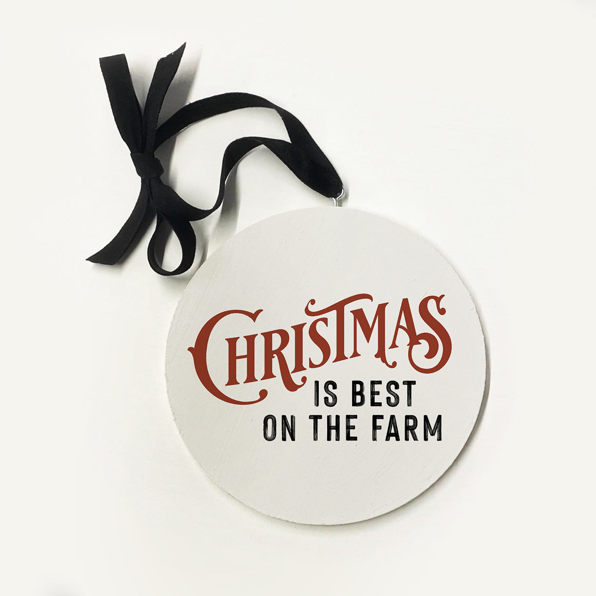 White Cow With Red Santa Hat Ornament