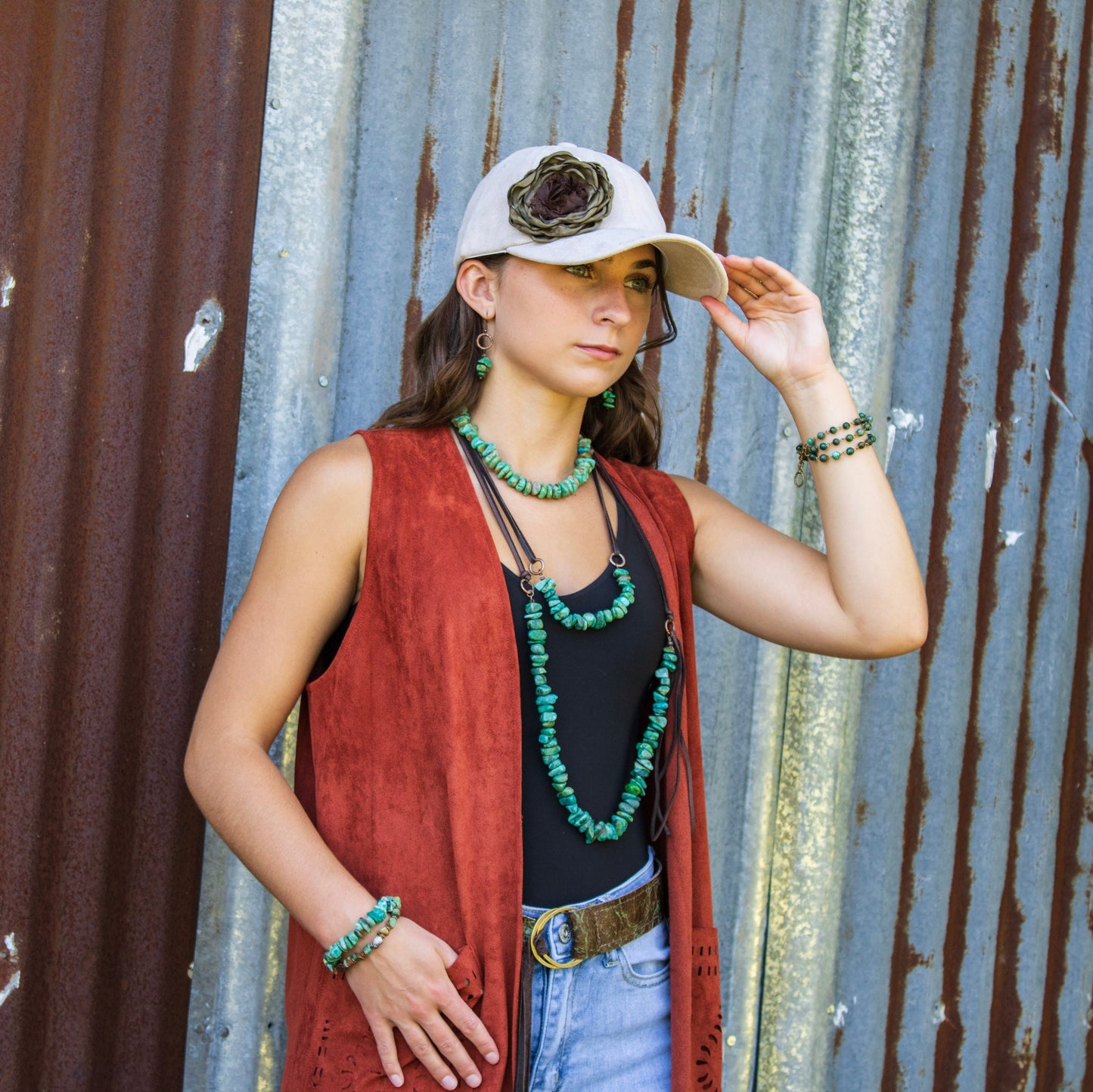 Chunky Genuine Natural Turquoise Beaded Bracelet 802b