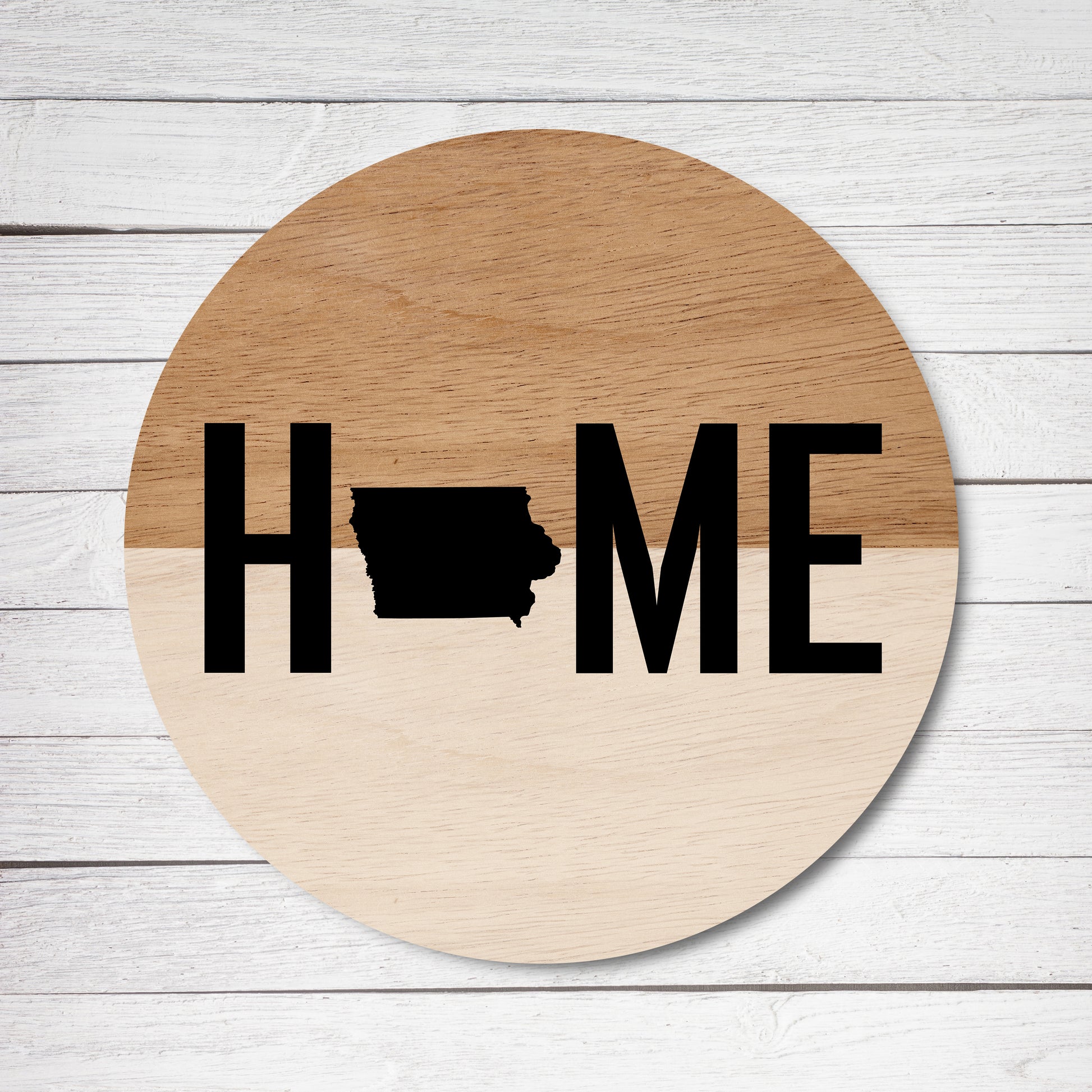 Personalized State Home Light Wood Circle image 1