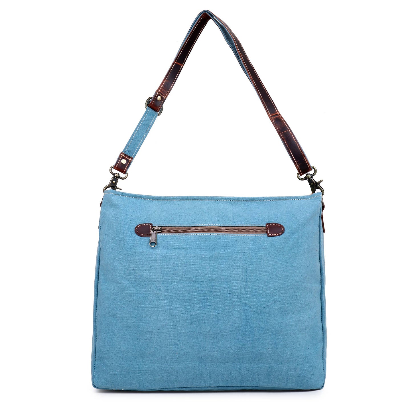 Blue Aztec Up-cycled Canvas & Genuine Leather Purse