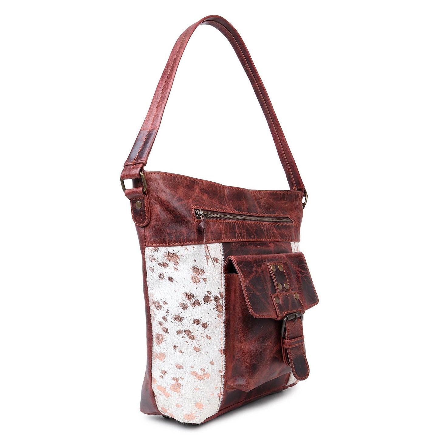 Rose Gold Splatter Leather Shoulder Bag