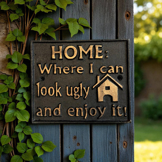 Home Quote Cast Iron Wall Sign, Black and Gold Kitchen Decor