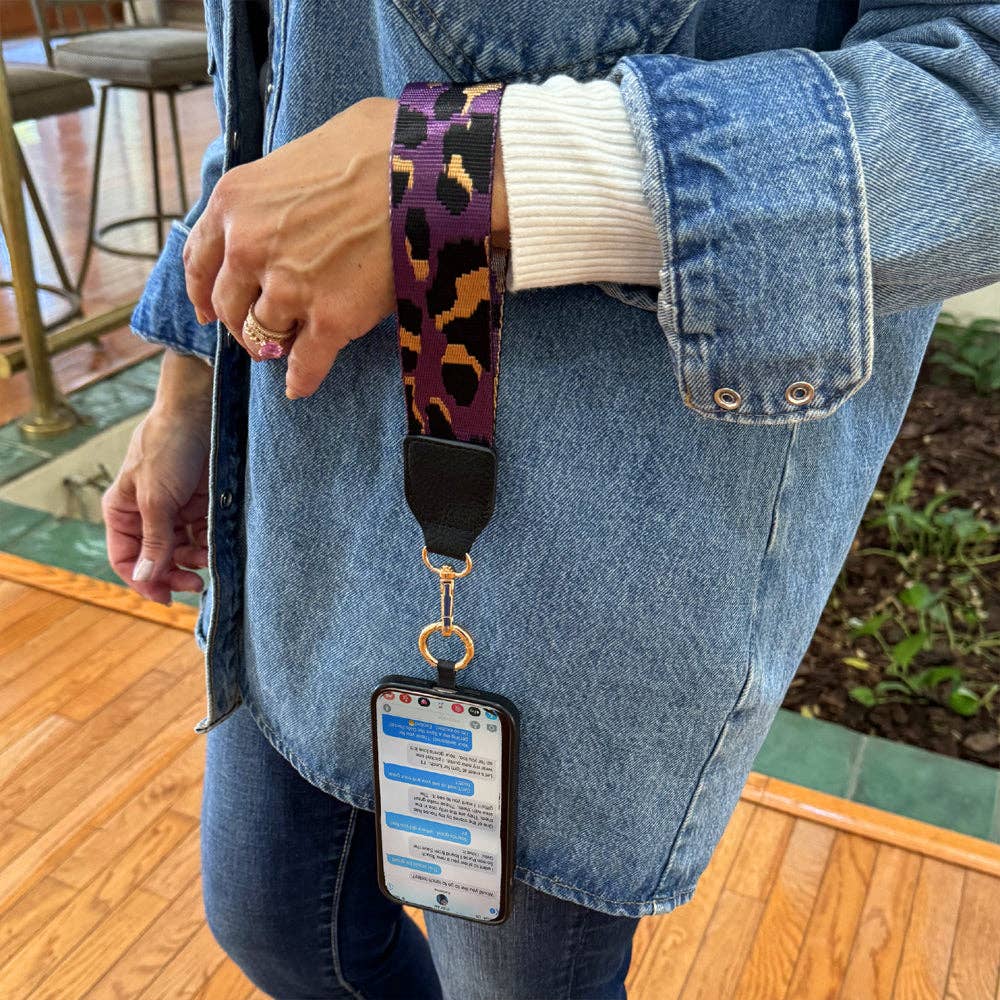 Clip & Go Strap with Pouch - Leopard Collection: Purple/Black w/RFID Pouch
