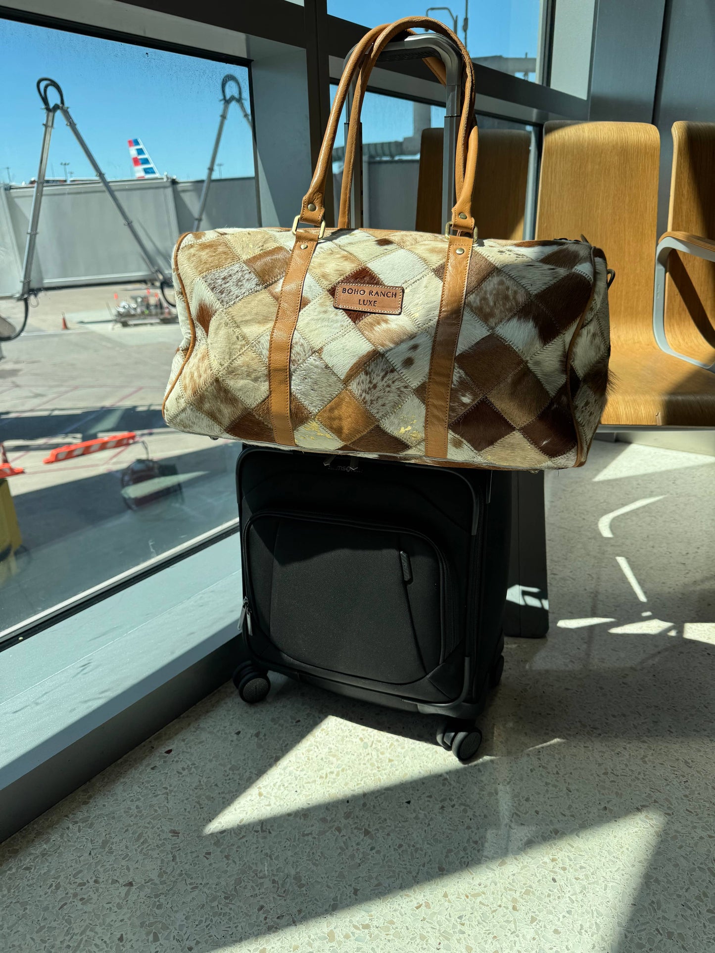 BOHO LUXE DUFFLE Weekender Leather Hair-On Cowhide Travel Bag