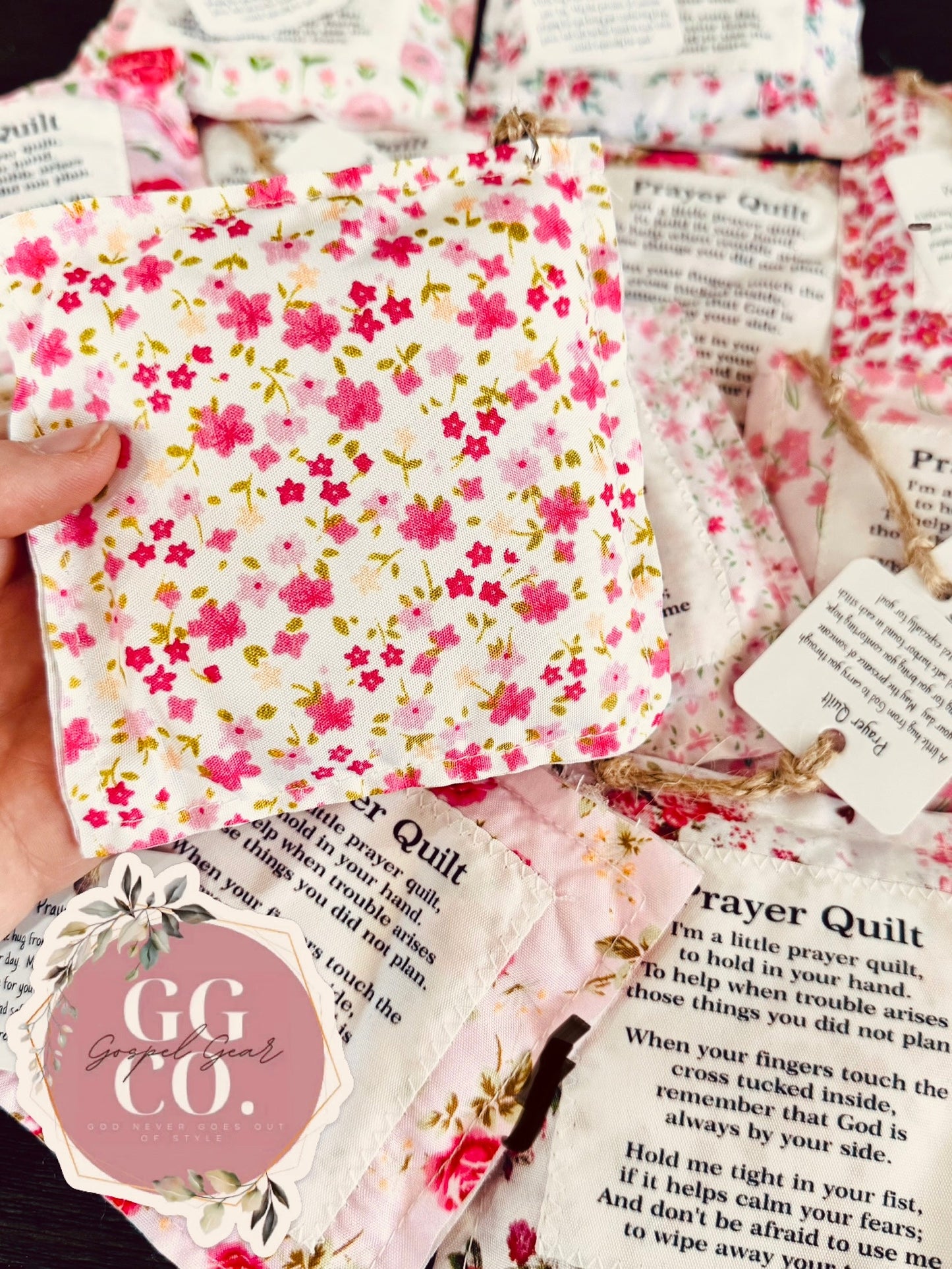 Floral Pink Pocket Prayer Quilt, Prayer Quilt, Faith In Your Hands, Handmade, Mothers Day, Prayer Cloth, Christian Gift