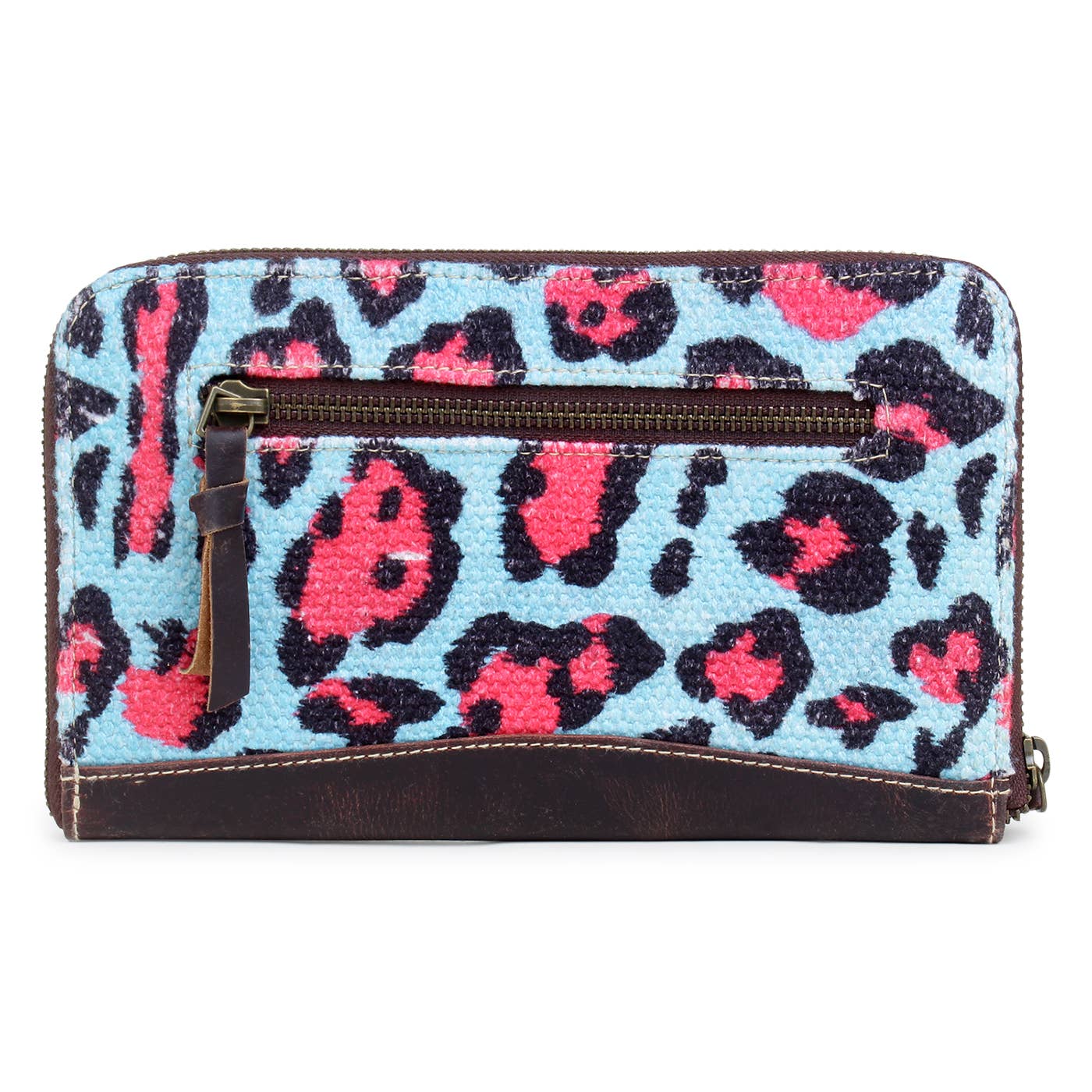 Pink Leopard Up-cycled Canvas & Genuine Leather Wallet