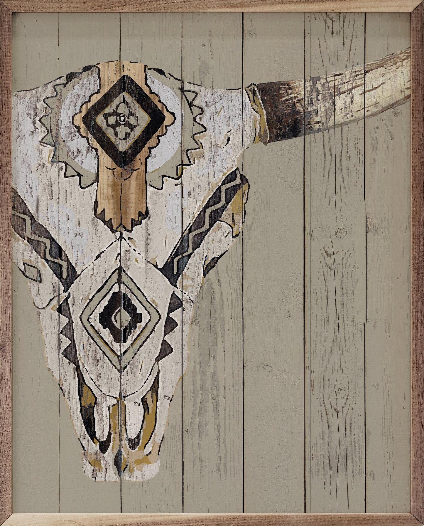 Tribal Longhorn Skull Whitewash image 0
