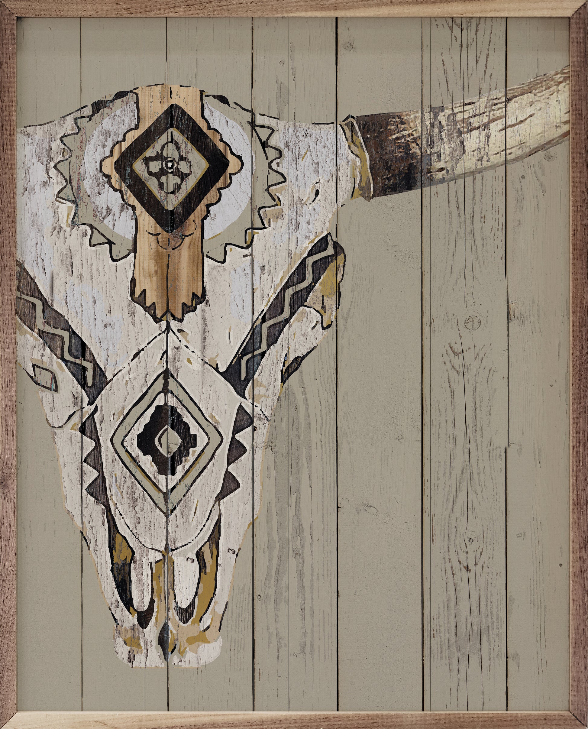 Tribal Longhorn Skull Whitewash image 0