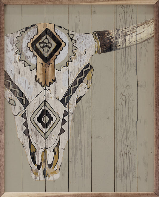 Tribal Longhorn Skull Whitewash image 0