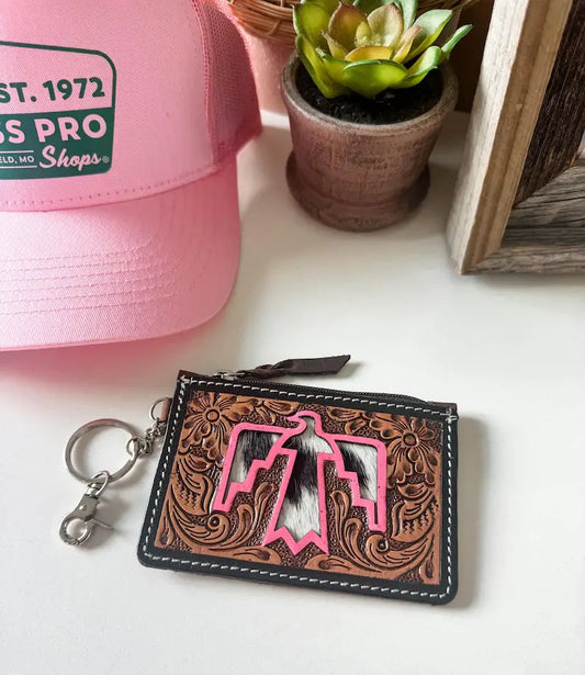 Dark Brown/Pink Thunderbird Keychain Wallet