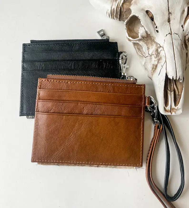 Dakota Wristlet Wallet - Western Cowhide Leather Credit Card Holder