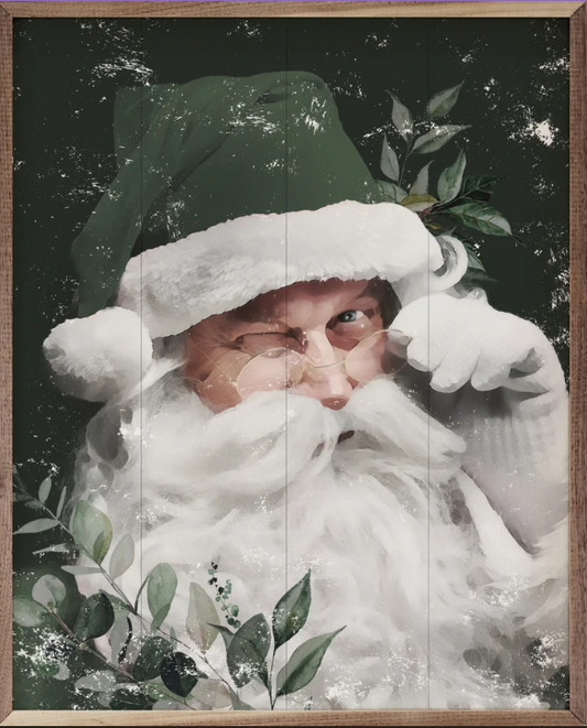 Winking Santa With Green Hat image 0