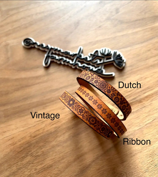 Dutch Floral Thin Leather Bracelet image 0