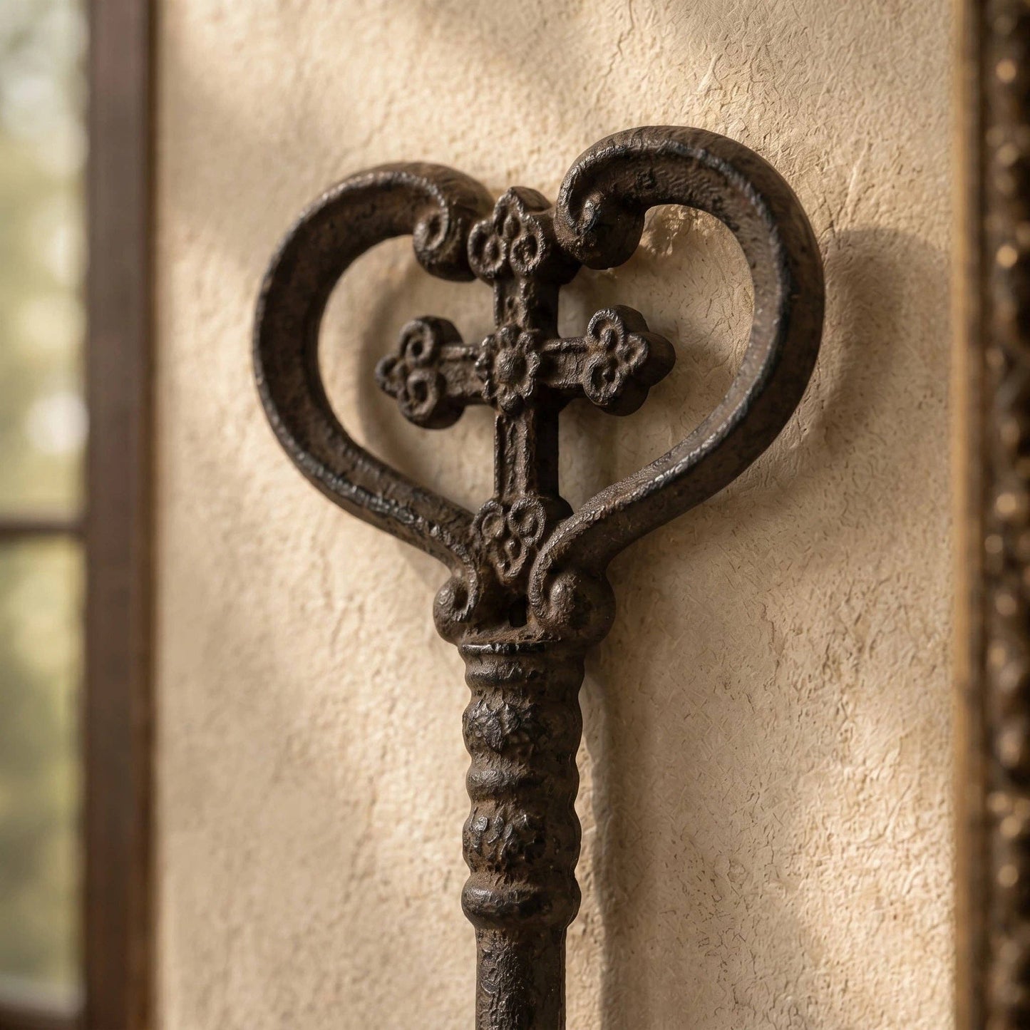 Decorative Skeleton Key, Oversized Cast Iron Wall Hanging, 11"