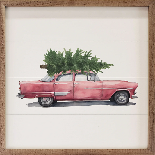 Pink Car Hauling Christmas Tree image 0