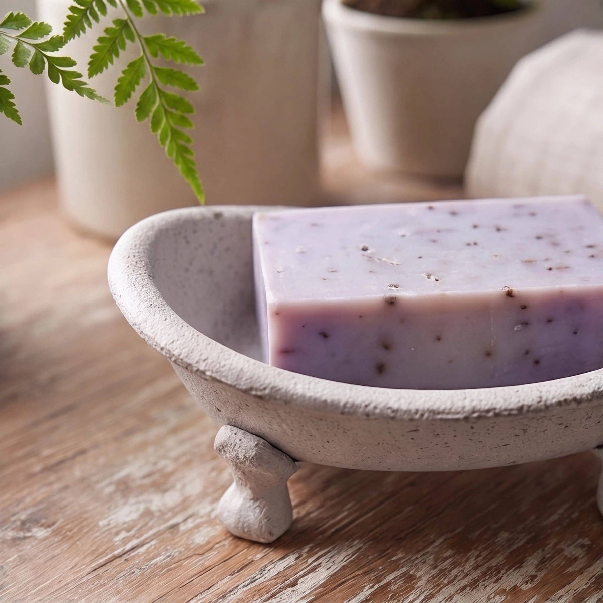 Clawfoot Bathtub Soap Dish, Antique White Cast Iron, 5.5"