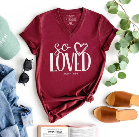So Loved John 3:16 V-Neck Tee image 0