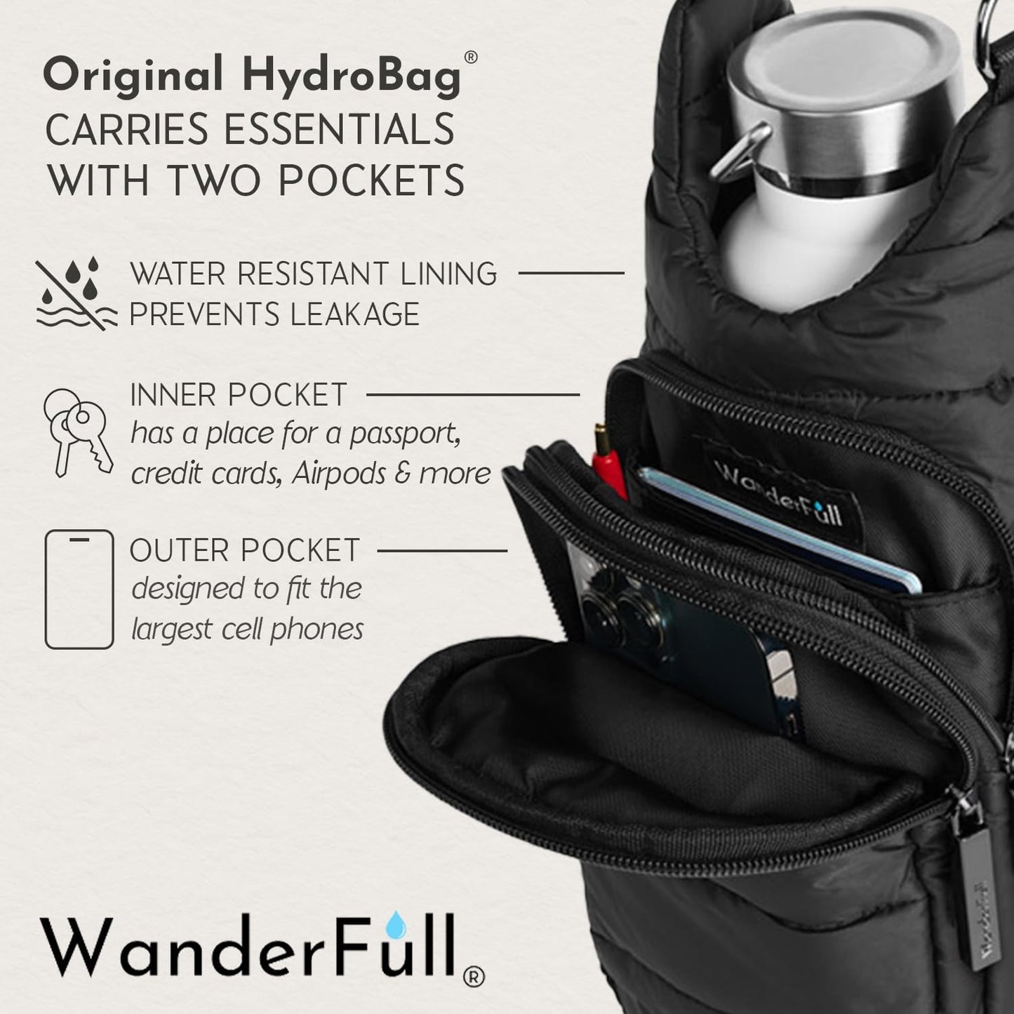 Navy Blue Shiny HydroBag® with Matching Solid Navy Strap