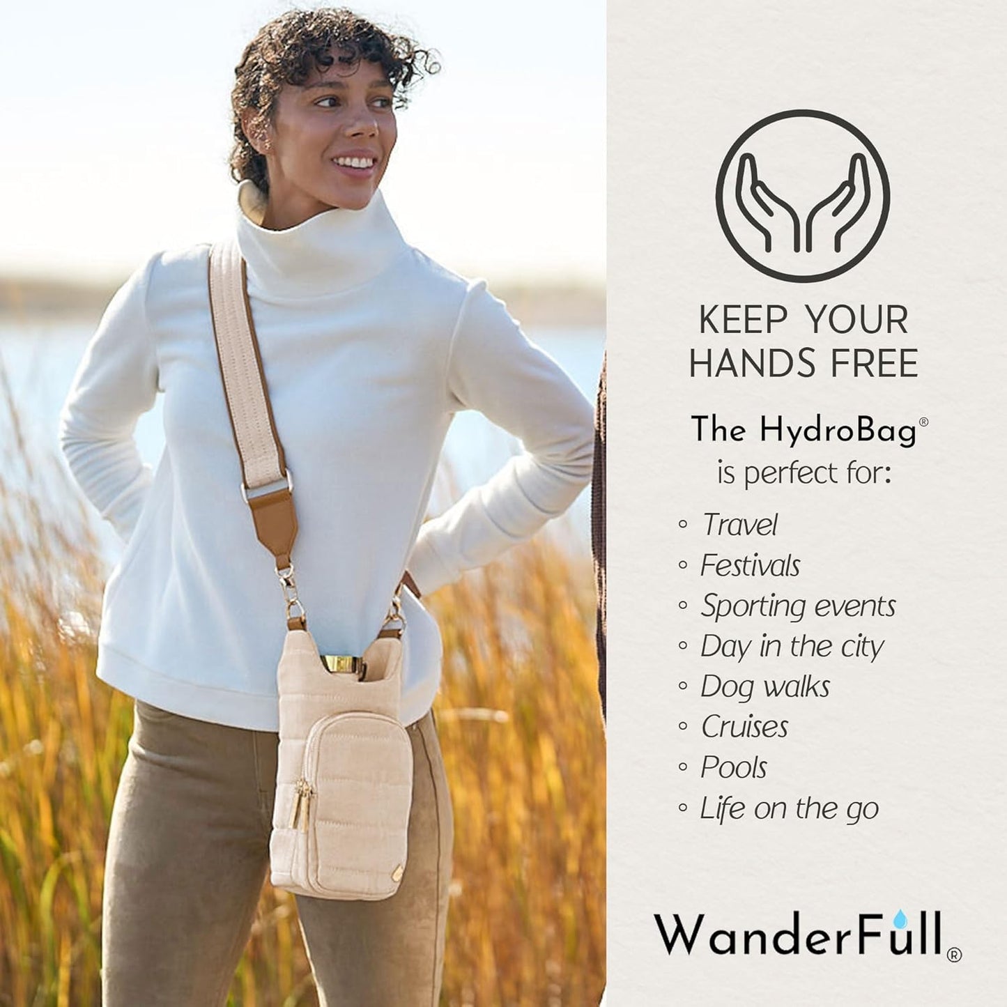 HydroBag® HANDLE® - Dark Oatmeal Canvas with Canvas Vegan Leather Strap