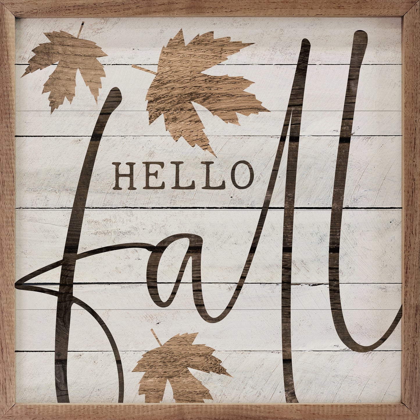 Hello Fall Leaf Whitewash image 0