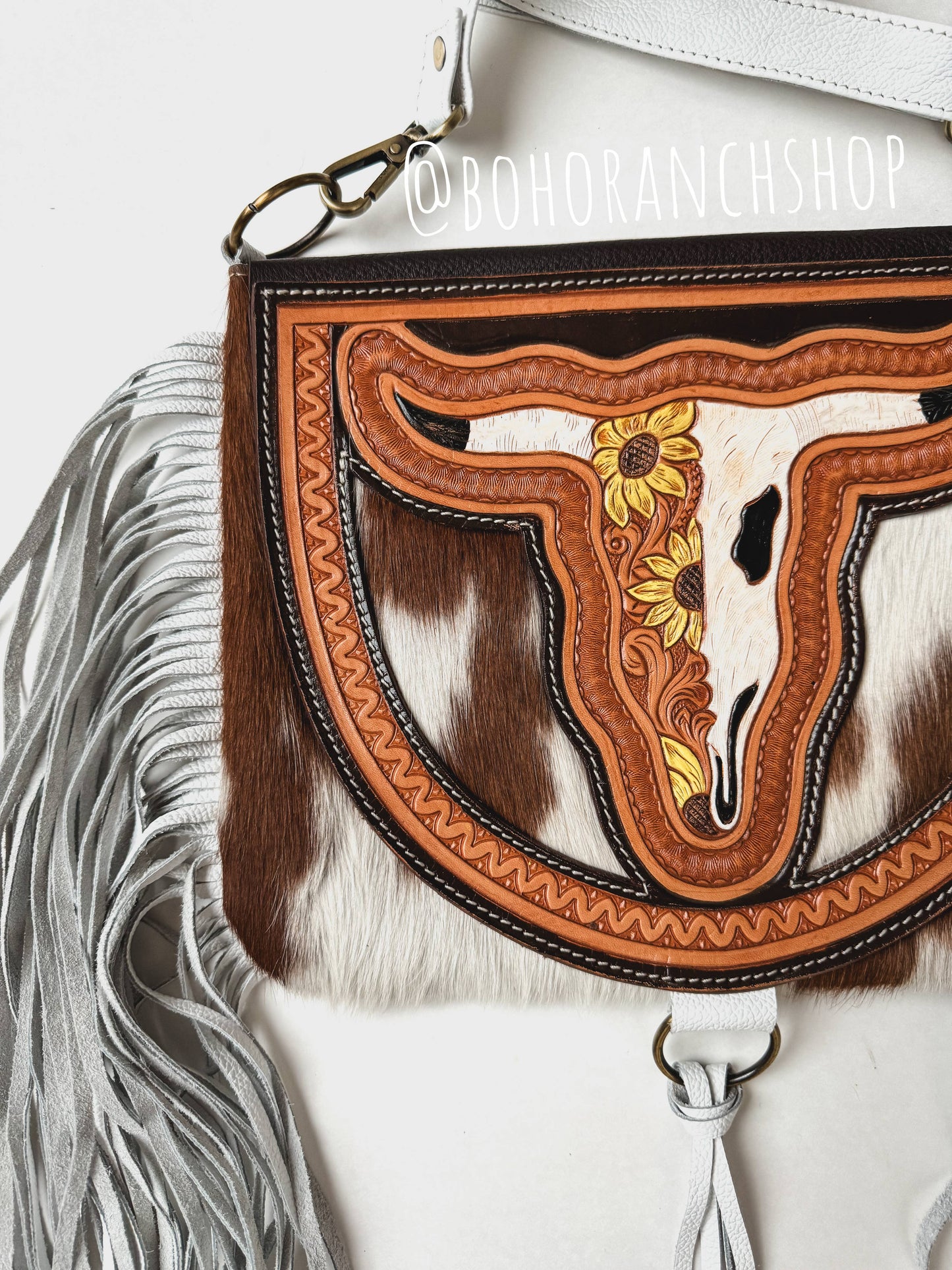 THE CAROLINE CROSSBODY Longhorn Cowhide Purse