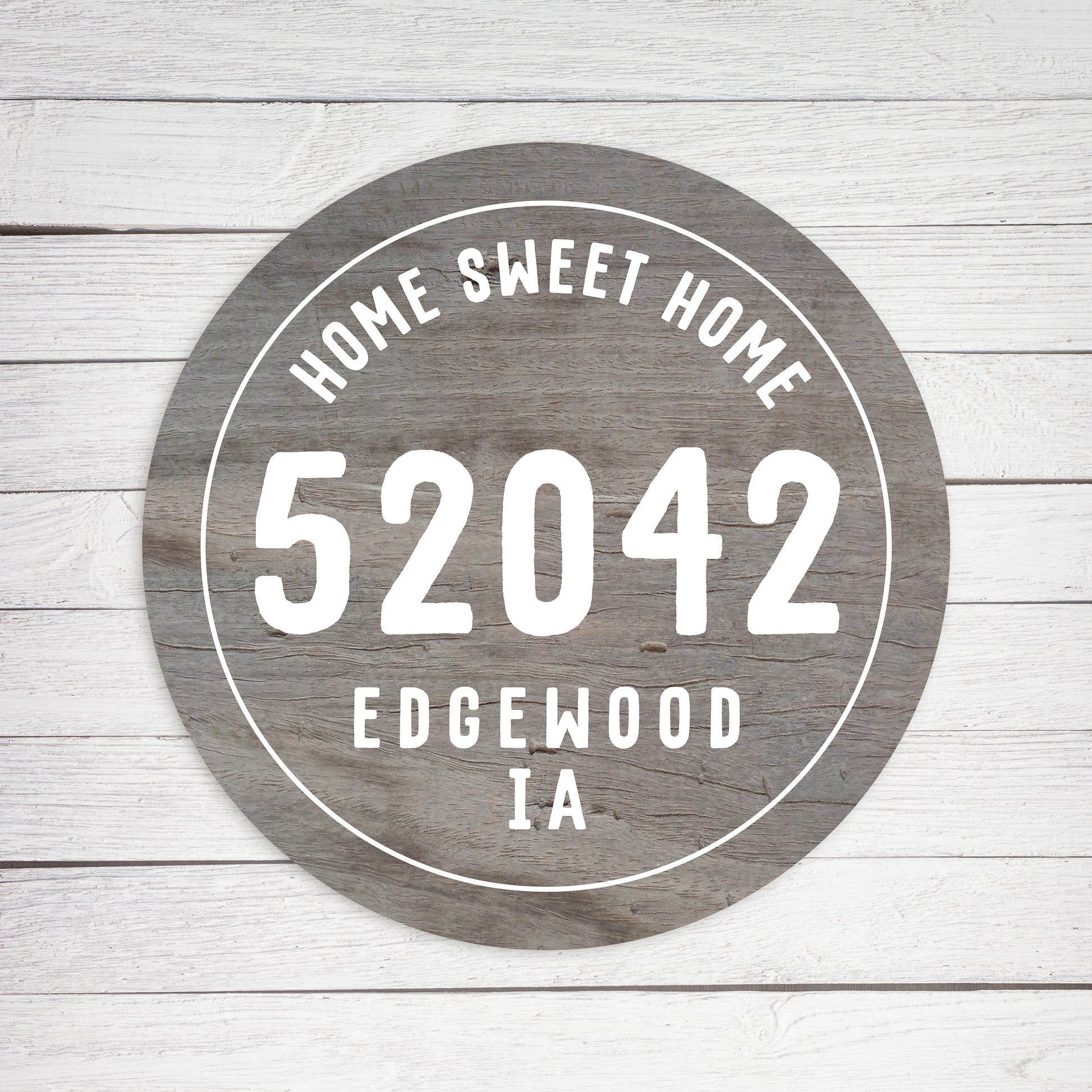 Personalized Zip City State Home Sweet Home Gray Circle image 1