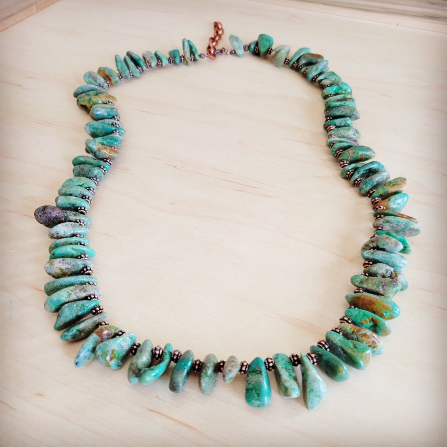 Natural Turquoise Stacked Stone Necklace Matinee Length 263f