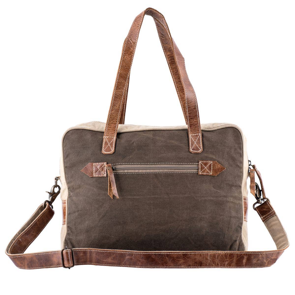 Paris Up-cycled Canvas & Genuine Leather Messenger Bag