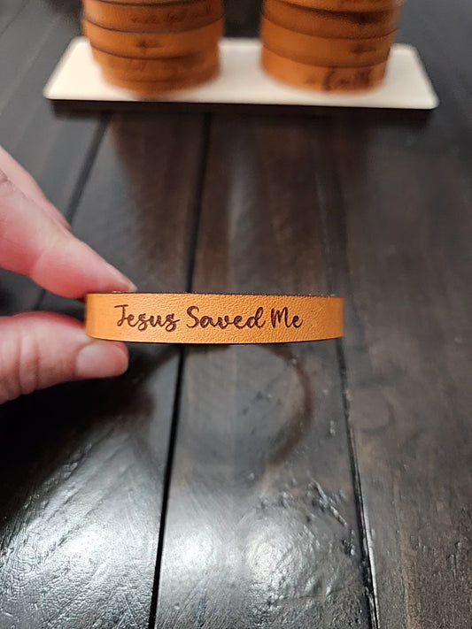 Jesus Saved Me Thin Leather Bracelet image 0