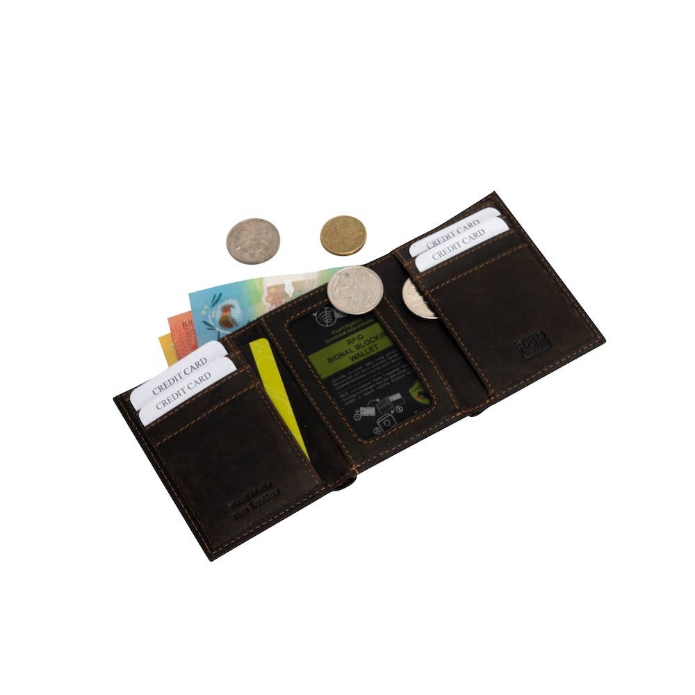 Men’s Tri-Fold RFID Leather Wallet Wellington