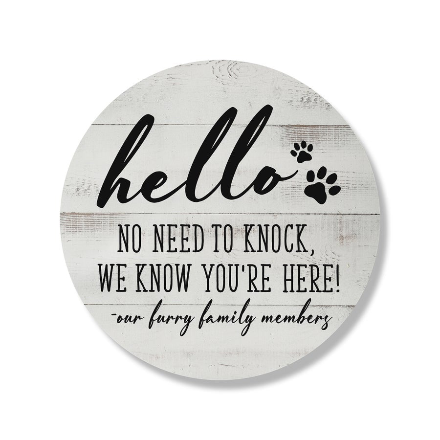 Hello No Need To Knock Whitewash Circle image 0